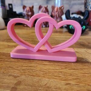 Pink Double Heart Decorative Stand